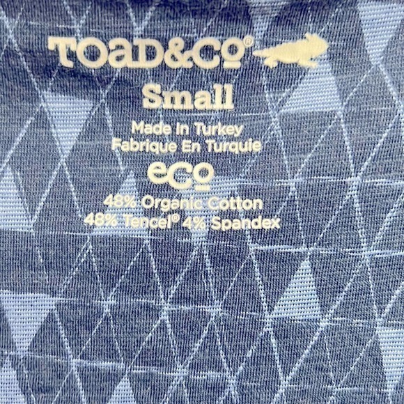 Toad&Co Rosalinda blue dress‎ with a triangle pattern Size Small - Picture 3 of 3